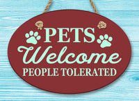 Pets Welcome Oval Ceramic Wall Decor