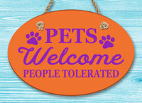 Pets Welcome Oval Ceramic Wall Decor