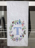 Butterfly Wreath Monogramed Personalized Hand Towel