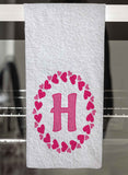 Heart Wreath Monogrammed Hand Towel