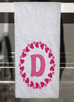 Heart Wreath Monogrammed Hand Towel