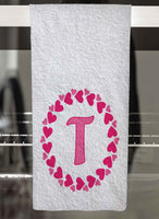 Heart Wreath Monogrammed Hand Towel