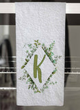 Leaves & Vines Monogram Personalized Hand Towel