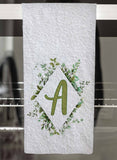 Leaves & Vines Monogram Personalized Hand Towel