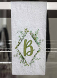 Leaves & Vines Monogram Personalized Hand Towel