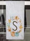 Pumpkin Wreath Personalized Hand Towel