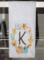 Pumpkin Wreath Personalized Hand Towel