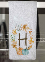 Pumpkin Wreath Personalized Hand Towel