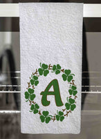 Shamrock Wreath Monogrammed Hand Towel