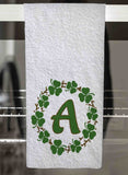 Shamrock Wreath Monogrammed Hand Towel