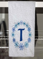 Snowflake Wreath Monogrammed Hand Towel