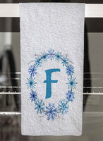 Snowflake Wreath Monogrammed Hand Towel