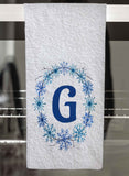 Snowflake Wreath Monogrammed Hand Towel