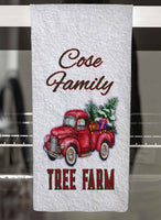 Christmas Tree Farm Truck Personalized Hand Towel