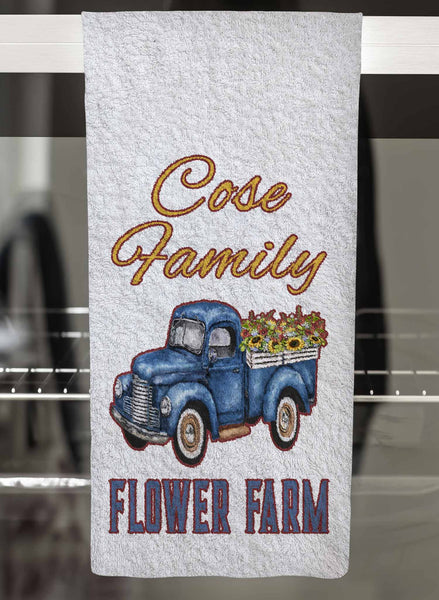 Fall Floral Truck Personalized Hand Towel
