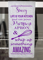 Life Is A Kitchen Personalized Hand Towel