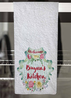 Floral Banners Personalized Hand Towel