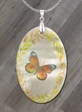 Watercolor Butterfly Oval LumaShell Necklace