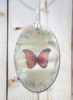 Watercolor Butterfly Oval LumaShell Necklace