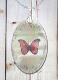 Watercolor Butterfly Oval LumaShell Necklace