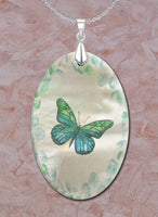 Watercolor Butterfly Oval LumaShell Necklace