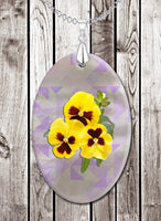 Floral Image with Artistic Angles Background Oval LumaShell Necklace