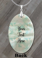 Floral Image with Artistic Angles Background Oval LumaShell Necklace