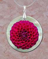 Floral Image with Artistic Angles Background Round LumaShell Necklace