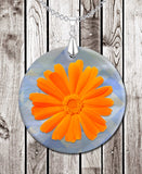 Floral Image with Artistic Angles Background Round LumaShell Necklace