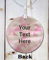 Floral Image with Artistic Angles Background Round LumaShell Necklace