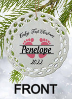 Baby's 1st Personalized Round Porcelain Ornament