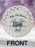 Baby's 1st Personalized Round Porcelain Ornament