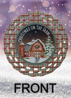 Farmhouse Christmas Personalized Round Porcelain Ornament