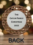 Farmhouse Christmas Personalized Round Porcelain Ornament