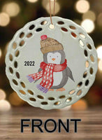 Peppermint Pals Personalized Round Porcelain Ornament