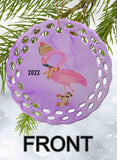 Peppermint Pals Personalized Round Porcelain Ornament