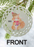 Peppermint Pals Personalized Round Porcelain Ornament