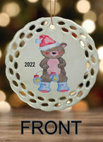 Peppermint Pals Personalized Round Porcelain Ornament