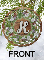 Holiday Wreath Personalized Round Porcelain Ornament