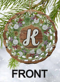 Holiday Wreath Personalized Round Porcelain Ornament