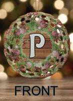 Holiday Wreath Personalized Round Porcelain Ornament