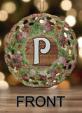 Holiday Wreath Personalized Round Porcelain Ornament