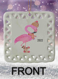 Peppermint Pals Personalized Square Porcelain Ornament