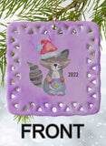 Peppermint Pals Personalized Square Porcelain Ornament