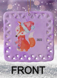 Peppermint Pals Personalized Square Porcelain Ornament