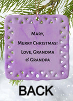 Peppermint Pals Personalized Square Porcelain Ornament