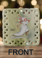 Winter Scenes Personalized Square Porcelain Ornament