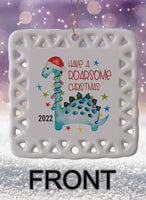 Dino Kids Personalized Square Porcelain Ornament