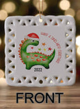 Dino Kids Personalized Square Porcelain Ornament