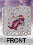 Dino Kids Personalized Square Porcelain Ornament